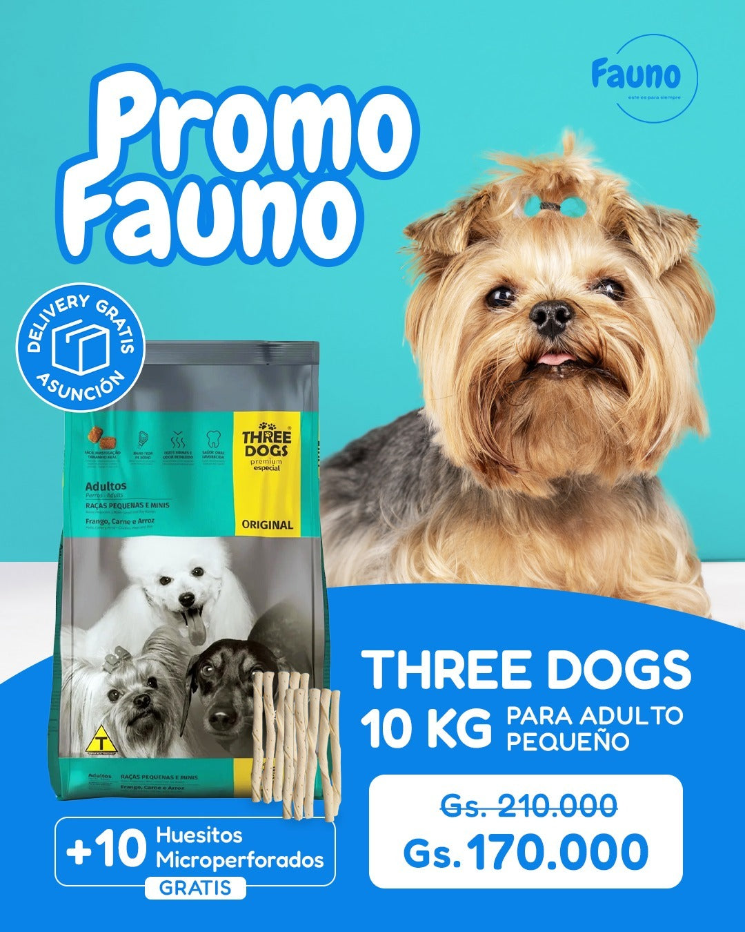 PROMO Three Dogs RP 10kg + 10 Huesitos Twist de Regalo